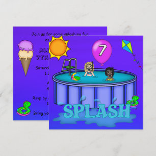 "Splash" Pool Party 7. Geburtstag Einladung