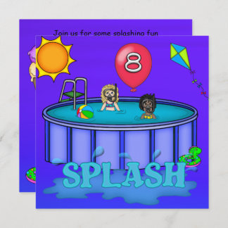 "Splash" Pool Party 8. Geburtstag Einladung