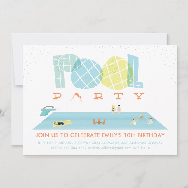 Splash Pool Party Einladung (Vorderseite)