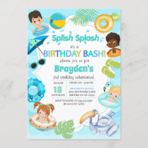 Splash Pool Party Geburtstagseinladung - Junge Einladung