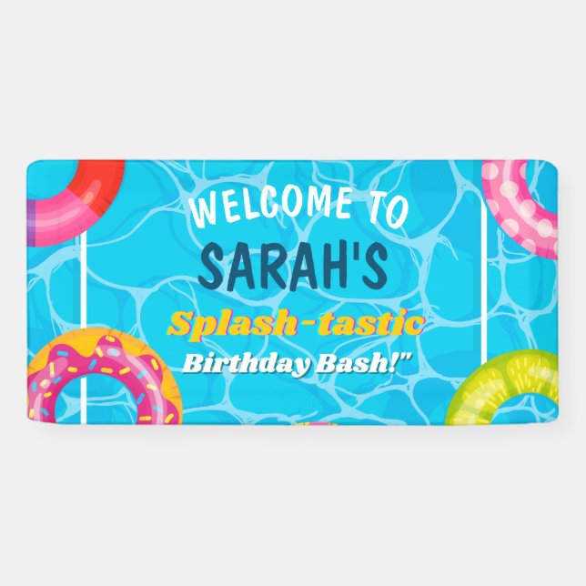 Splash Pool Party Sommerschwimmen Wasser Geburtsta Banner (Horizontal)