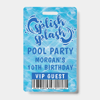 Splash Pool Party VIP Einladung Ausweis