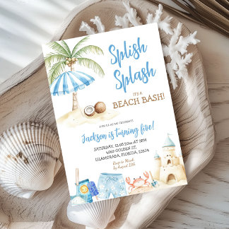 Splash Summer Beach Bash Boy Birthday Einladung