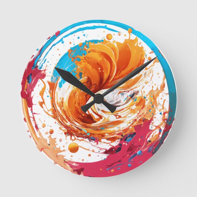 Splash Swirl - Abstrakte moderne Wall Clock Runde Wanduhr (Vorderseite)