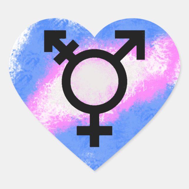 Splash Transgender Flag Herz-Aufkleber (Vorderseite)