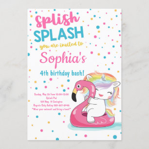 Splash Unicorn Bash Pool Girl Einladung