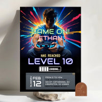Splash Video Gaming Level Up Geburtstag Junge