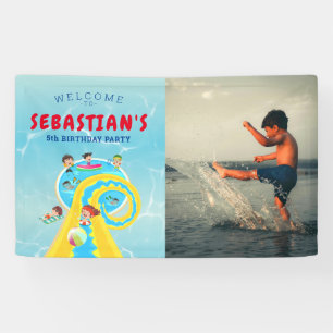 Splash Water Park Wasserrutsche Geburtstag Begrüßu Banner