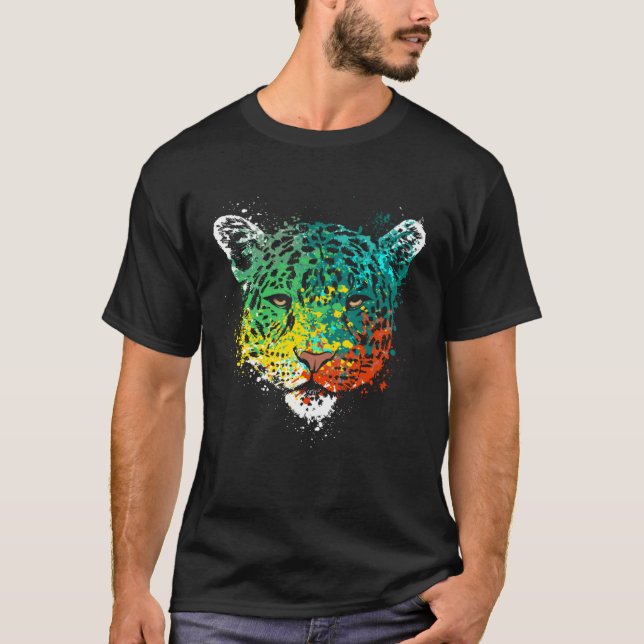 Splash Wildkatze Cheetah Kopf T-Shirt (Vorderseite)