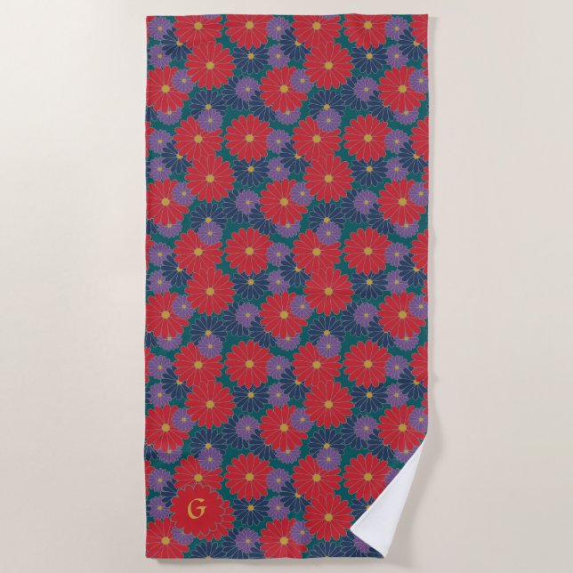 Splasha Fall Floral Beach Handtuch (Vorderseite)