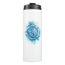 Splashed Compass - blaue künstlerische Aquarellfar Thermosbecher