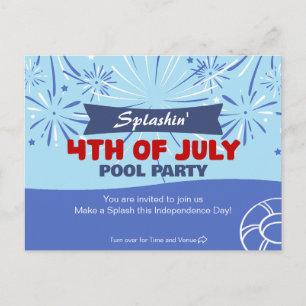 Splashin' 4. Juli Pool Party Einladungspostkarte