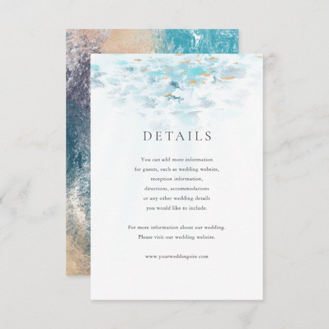 Splashing Blue Waves Coastal Wedding Details Card RSVP Karte (Vorne/Hinten)