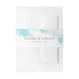 Splashing Blue Waves Coastal Wedding Einladungsbanderole