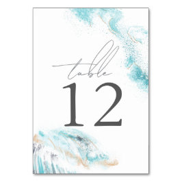 Splashing Blue Waves Coastal Wedding Tischnummer