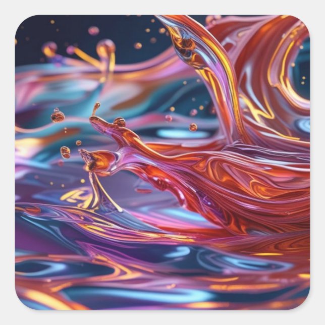 Splashing Color Liquids Quadratischer Aufkleber (Vorderseite)