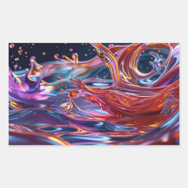 Splashing Color Liquids Rechteckiger Aufkleber (Vorderseite)