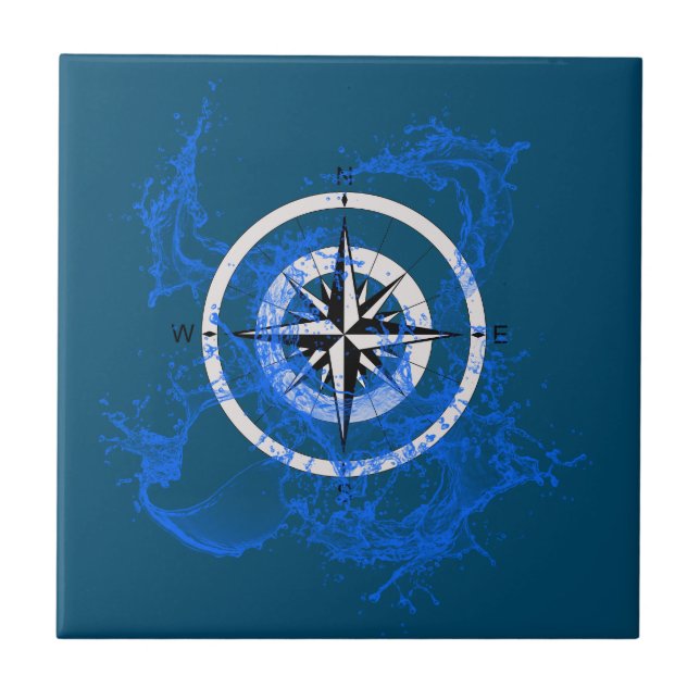 Splashing Compass-Rose     Fliese (Vorderseite)