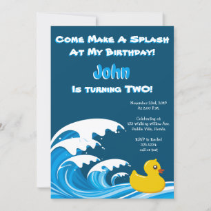 Splashing Duck 2. Geburtstag Party Einladung