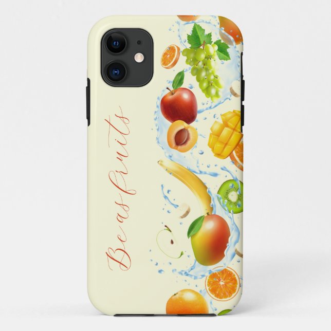 Splashing Früchte vertikale iPhone Case (Rückseite)