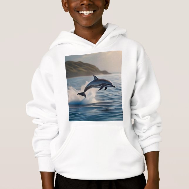 Splashing Leaping Dolphin: A Dance of Joy in Ocean Hoodie (Vorderseite)
