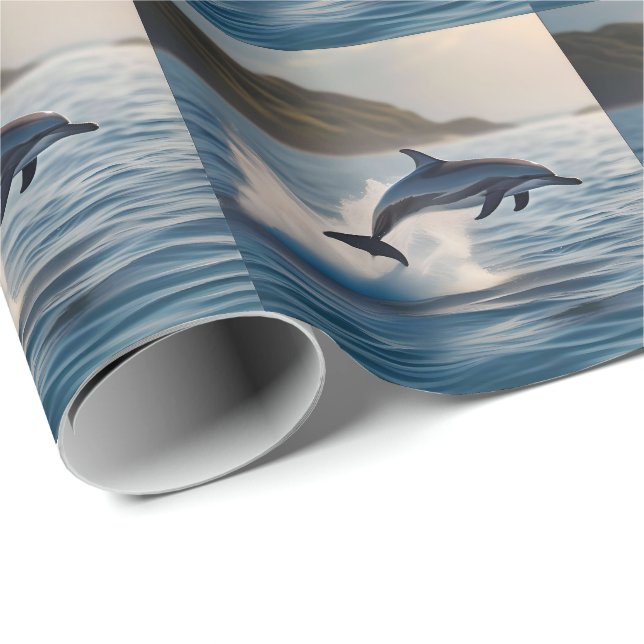 Splashing Leaping Dolphin: Ein Tanz der Freude im  Geschenkpapier (Rolleneckpunkt)