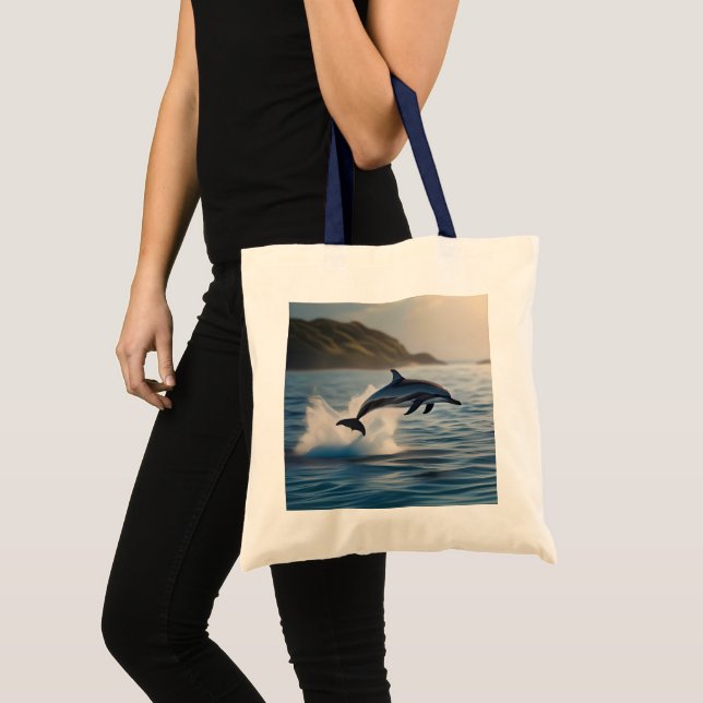 Splashing Leaping Dolphin: Ein Tanz der Freude im  Tragetasche (Vorderseite (Produkt))