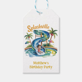 Splashville Water Slide Boy Birthday Party Danke Geschenkanhänger