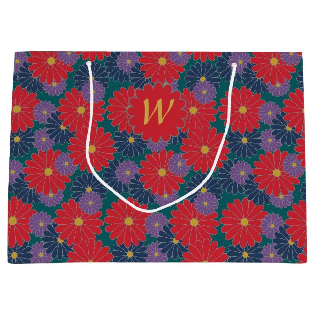 Splashy Fall Floral Geschenktasche Große Geschenktüte (Vorderseite)