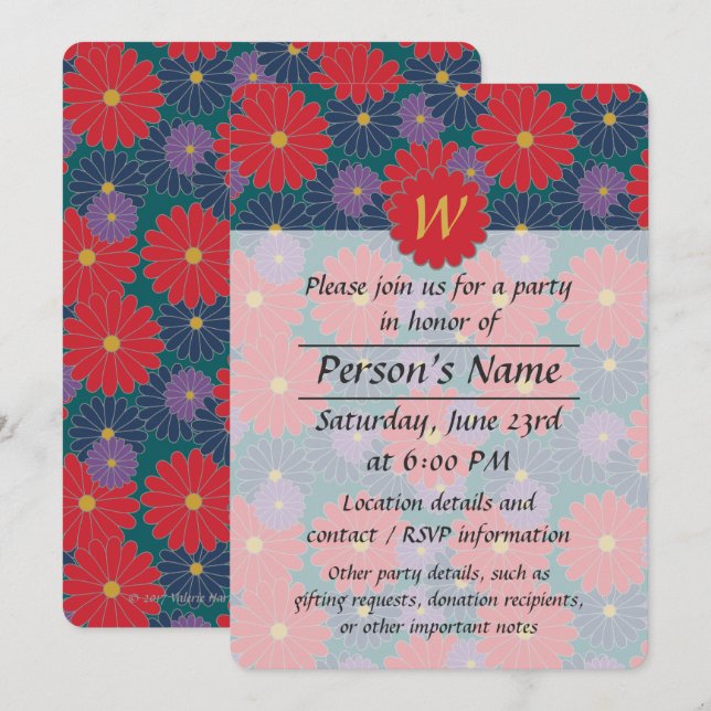 Splashy Fall Floral Party Einladung (Vorne/Hinten)