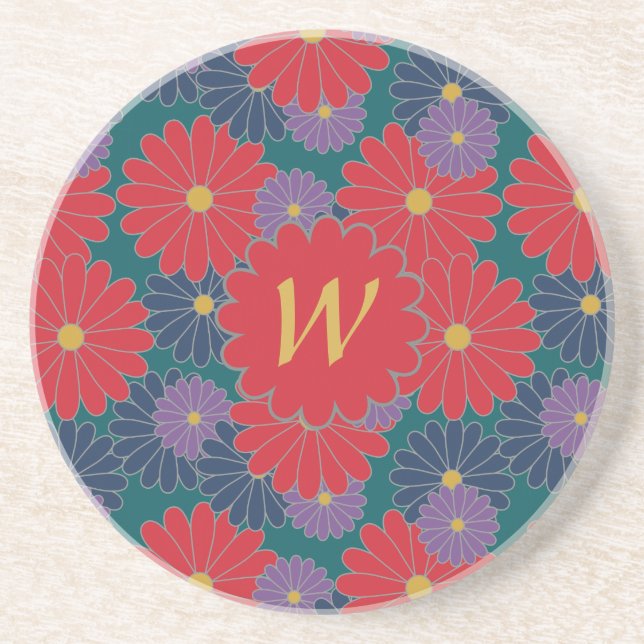Splashy Fall Floral Sandstone Untersetzer (Vorne)