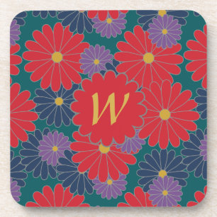 Splashy Fall Floral Square Untersetzer