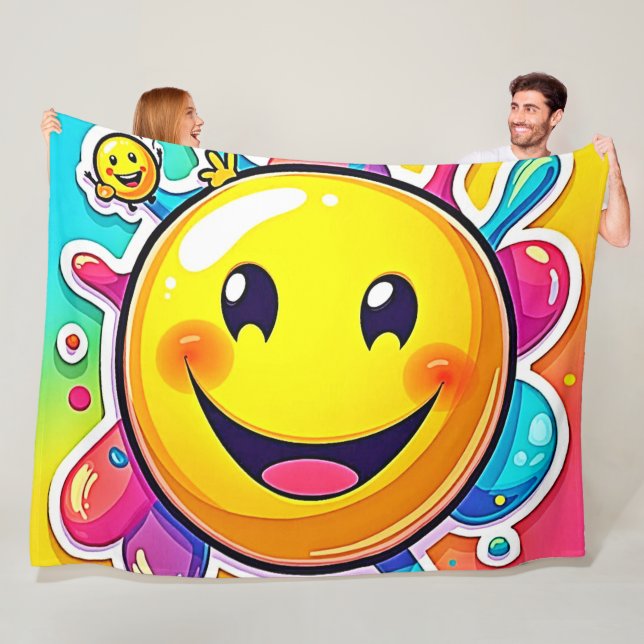 Splashy Happy Emoji Fun Fleecedecke (Beispiel)