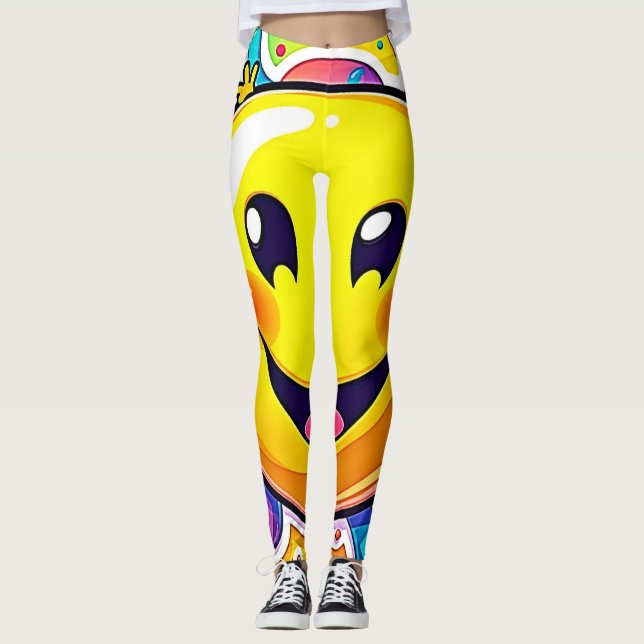 Splashy Happy Emoji Fun Leggings (Vorderseite)
