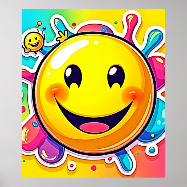 Splashy Happy Emoji Fun Poster (Vorne)
