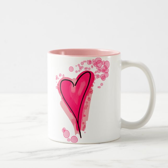 Splashy Pink Heart Zweifarbige Tasse (Rechts)
