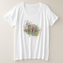 Splatter Mardi Gras collage Große Größe T-Shirt