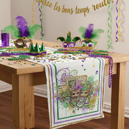 Splatter Mardi Gras collage Mittelgroßer Tischläufer