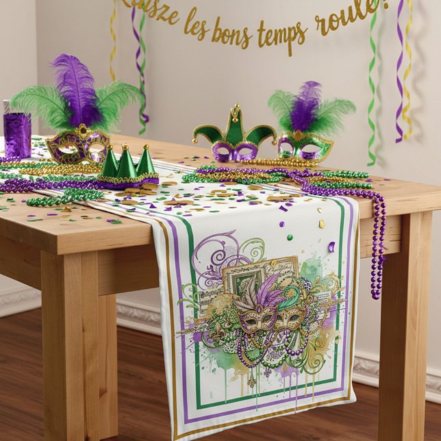 Splatter Mardi Gras collage Mittelgroßer Tischläufer (Von Creator hochgeladen)