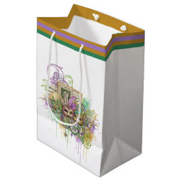 Splatter Mardi Gras Collage Mittlere Geschenktüte