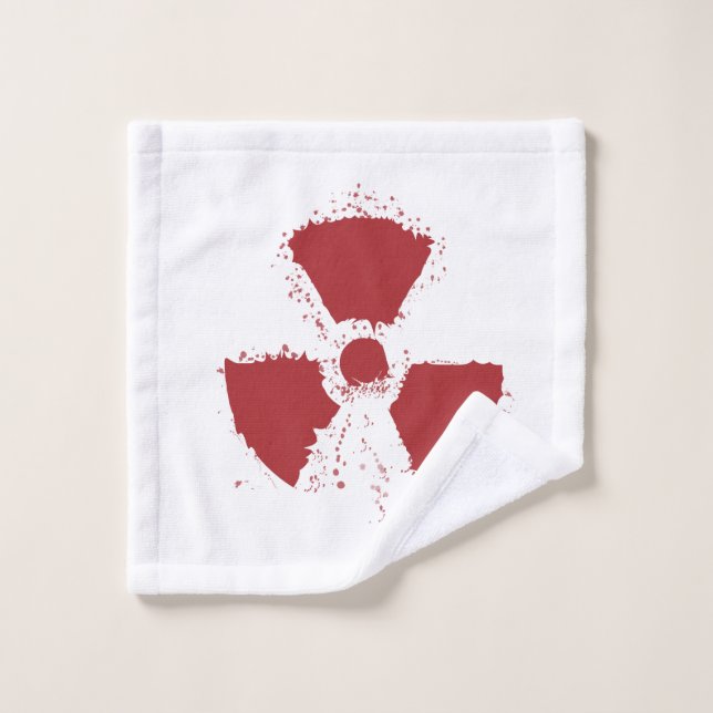 Splatter Radioactive Warning Symbol Badhandtuch Set (Waschlappen)