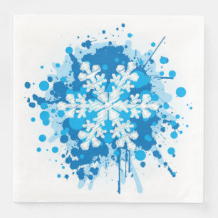 Splattered Farben-Weihnachtsschneeflocke-Entwurf Serviette
