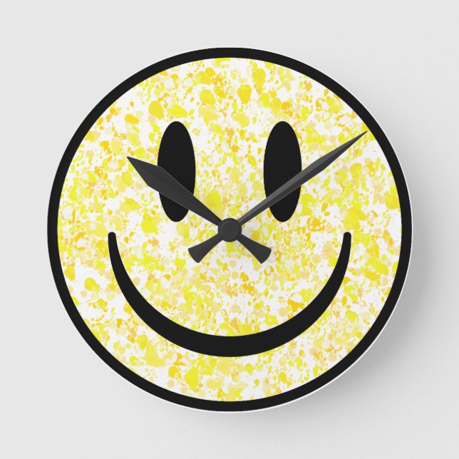 Splattered Smile Face Runde Wanduhr (Vorderseite)