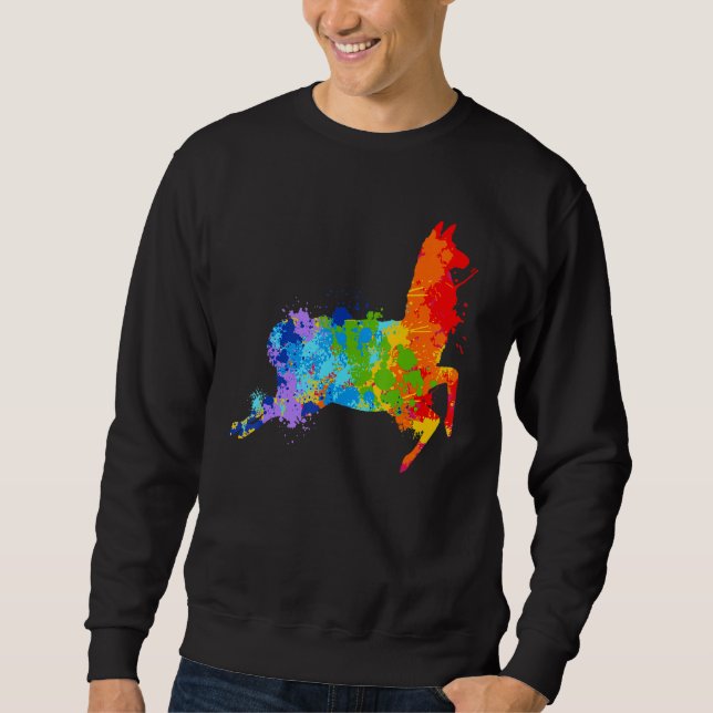 Splattering Paint Llama Drip Painting Llama Sweatshirt (Vorderseite)