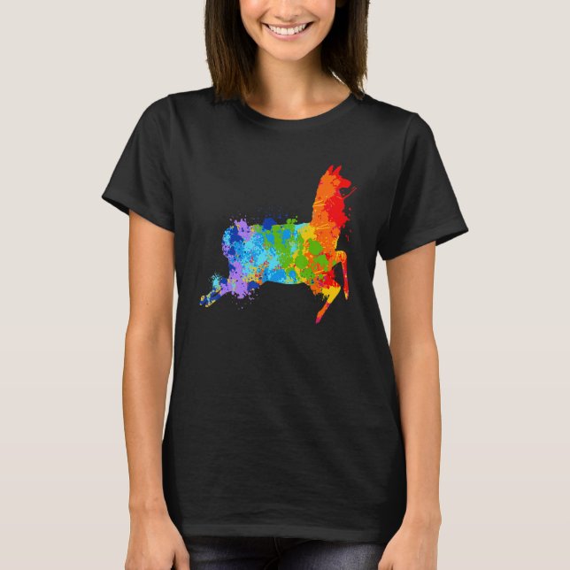 Splattering Paint Llama Drip Painting Llama T-Shirt (Vorderseite)