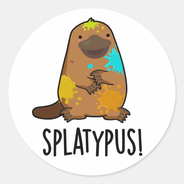Splatypus Funny Animal Platypus Pub Runder Aufkleber (Vorderseite)