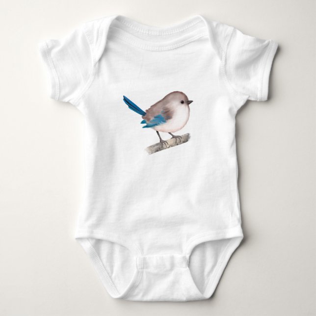 Splendid Fairy Wren Bird auf der Zweigstelle Baby Strampler (Vorderseite)