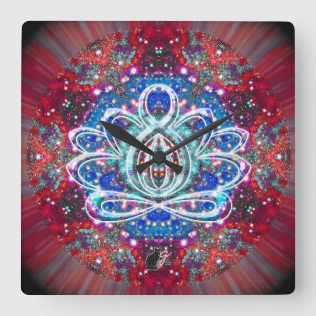 Splendorous Zen Lotus Clock Quadratische Wanduhr (Vorderseite)