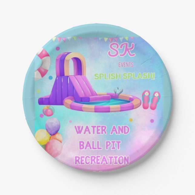 Splish Splash Adventure Zone Thema Pappteller (Vorderseite)