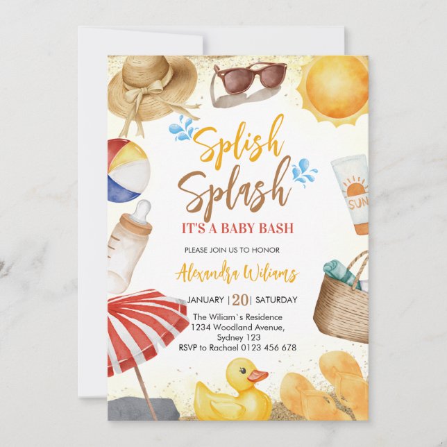 Splish Splash Baby Bash Baby Dusche Einladung (Vorderseite)
